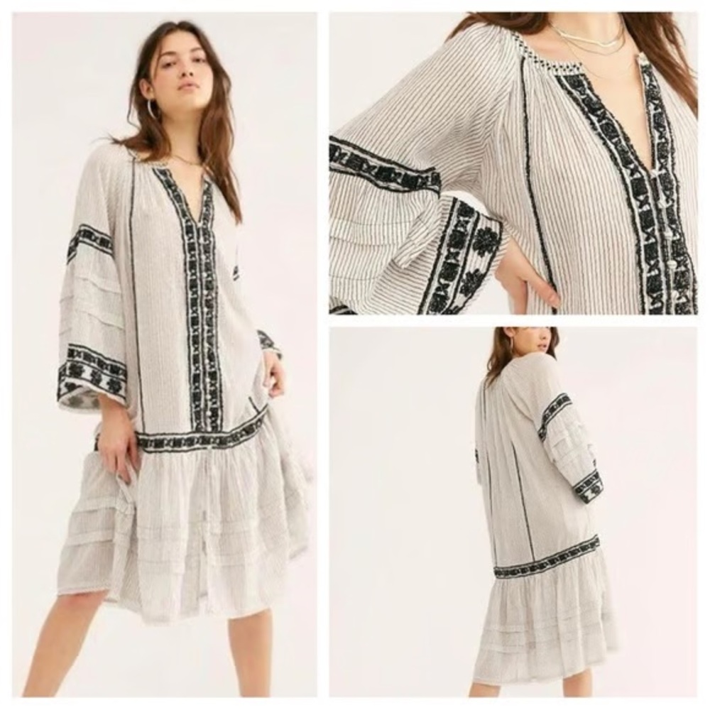 Free People Vagabond Embroidered Tunic Dress size XS; Perfect Condition